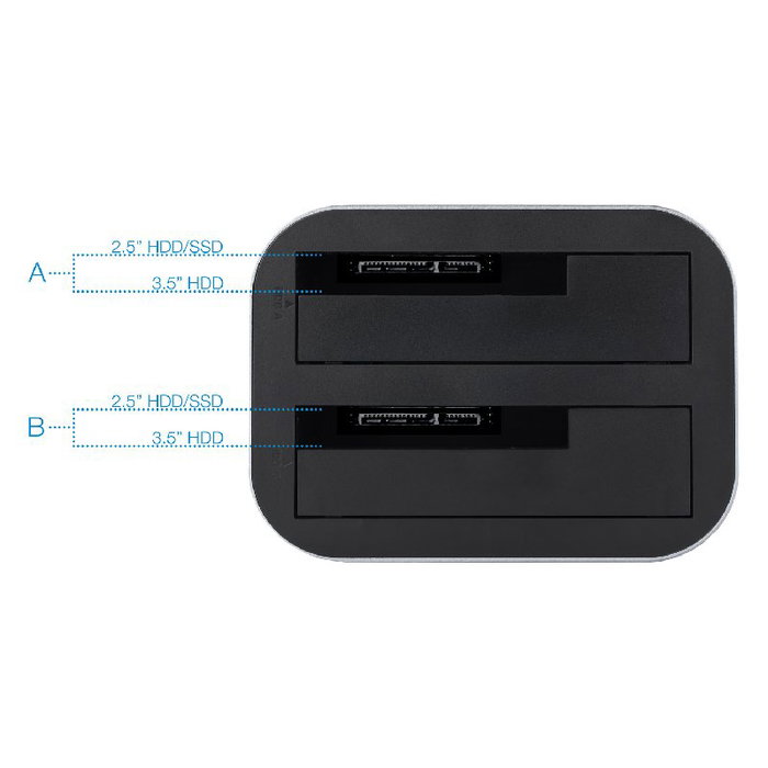 TooQ TQDS-805G Docking Station 2.5' / 3.5' para HDD/SSD SATA, USB 3.0, Clonación de Discos, hasta 8TB, Plug & Play, Windows/Mac/Linux